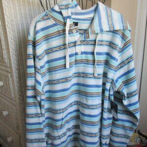 NWT Blue & White O'Neill Newman SuperFleece Fleece Pullover Hooded Poncho Hoodie